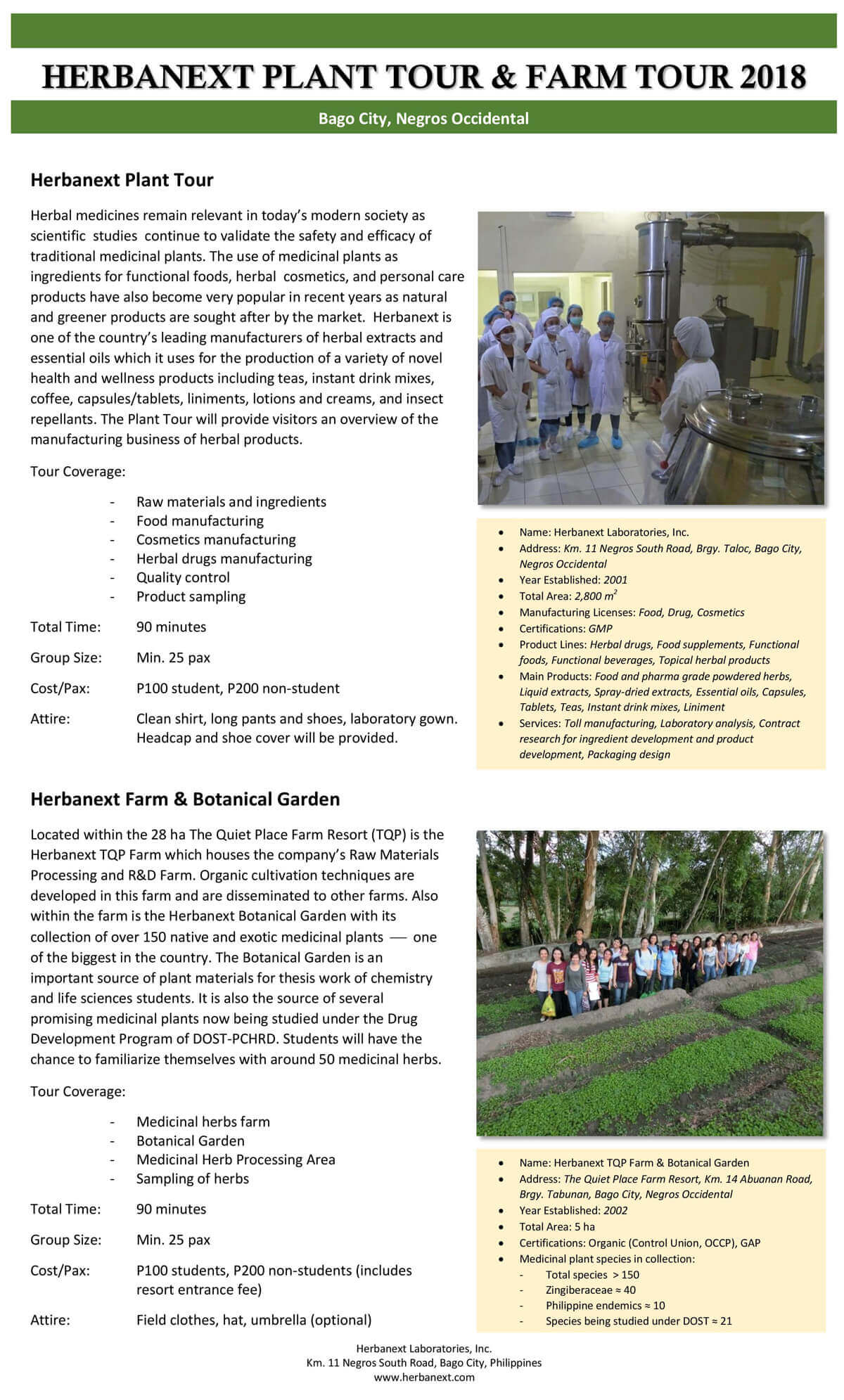 Educational Tour For Students – Herbanext Laboratories, Inc.